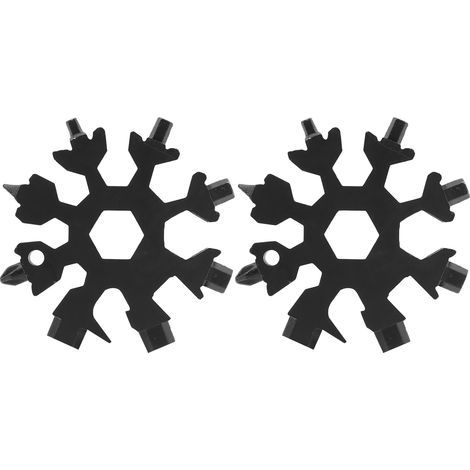 2 pièces Clé Multifonction Portable 18 en 1 en Forme de Flocon, Outils Extérieur (Noir) (1/5)