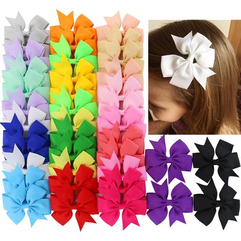 Lazo Para El Pelo - Cinta De Grosgrain 3 Pulgadas - Pinza Cocodrilo - Para Niñas Y Bebés - 40 Unidades (1/5)