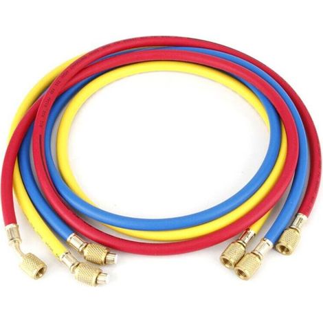 Tuyau de recharge climatisation 1,5 m – 600 psi – raccord 1/4 pouce – pour réfrigérants fluorés – haute résistance (1/4)