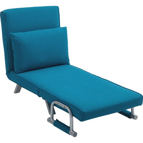 4in1 Faux Suede Chair Bed  Blue (1/5)
