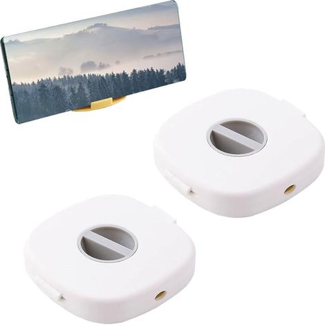 Lot de 2 mini enrouleur de câble, enrouleur de cordon rétractable, câble de charge et boîte de rangement pour écouteurs pour la maison et le bureau (blanc)