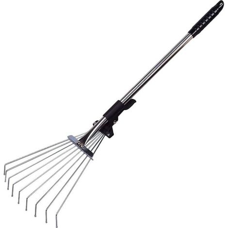 Jardin Râteau À Feuilles en - Métal Réglable Jardin Râteau Extensible Mauvaise Herbe Râteau Camp Râteau pour Jardin Pelouse Cour (1/5)