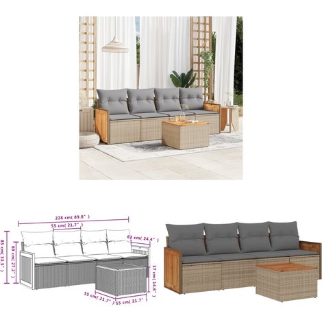 5-tlg. Garten-Sofagarnitur mit Kissen Beige Poly Rattan - Gartenmöbel - PE-Rattan - Outdoor Möbel - Lounge Set - Esstisch - Home & Living (1/3)