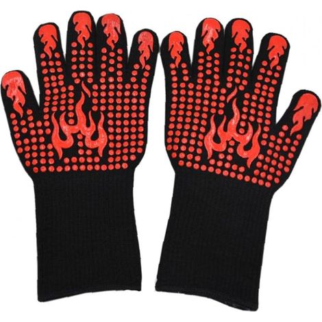 Gants De Sécurité Cuisine - Gants Barbecue En Silicone Haute Température - Antidérapants Cinq Doigts - Pour Grill Cuisson Bbq Pâtisserie - 1 Paire (1/5)