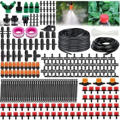 Système d'irrigation automatique 340 pièces – Kit complet 55m + 15m – Goutteurs réglables pour jardin, potager, serre (1/5)