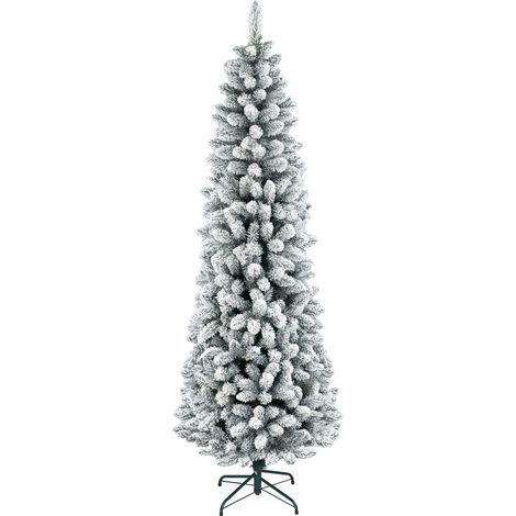 Künstlicher Weihnachtsbaum. flammenhemmend. mit Kunstschnee. schlank. Stahlfuß. 75 x 210 cm. Grün (1/4)