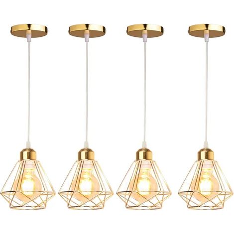 4x Lustre Suspension Industriel Moderne,Lampe de Plafond Vintage en Métal E27 Éclairage Luminaire Design Cage Abat-jour Rétro (1/5)