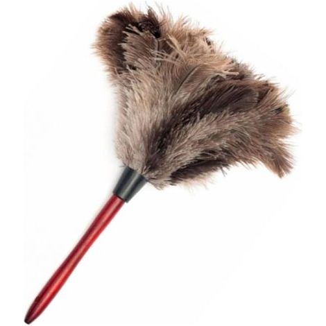 Plumeau nouveau plumeau doux antistatique plume d'autruche naturelle manche en bois plumeau pour dépoussiérer et nettoyer (1/5)