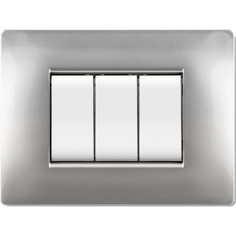 Placca Placchetta per interruttore elettrico 4 posti - Alluminio ECL2884AC My Life Q (1/2)
