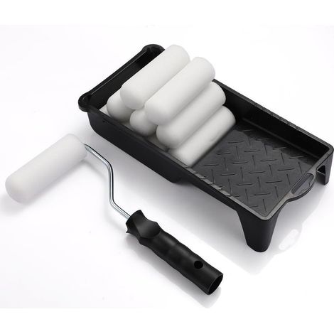 10,2 cm Farbroller-Set mit 10 Schwammaufsätzen, Stahlwanne, Polypropylengriff für Wandgestaltung und gleichmäßigen Farbauftrag, weiß, 12-teilig (1/5)
