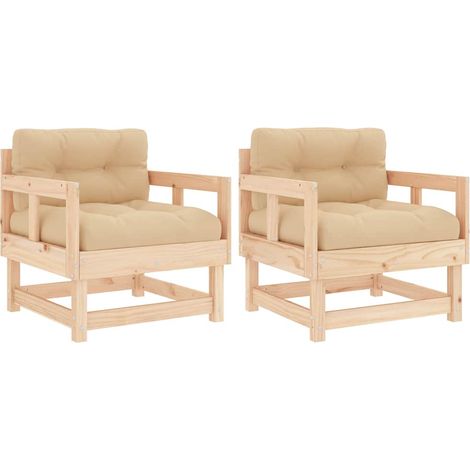 Maison Exclusive - Gartenstühle mit Kissen 2 Stk. Massivholz Kief
