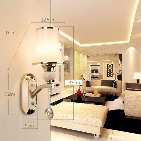 Corridor Wall Lamp European Minimalist Crystal Pendant Wall Lamp Aisle Corridor Dining Room Living Room Bedroom Bed 19×33cm Golden Warm Light High Taste (1/4)