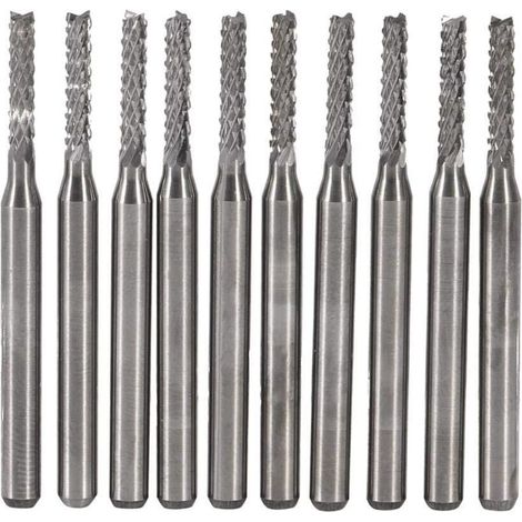 10 Fraises Carbure Cémenté Fin Mill Gravure Sculpture Perceuse CNC PCB 2mm (1/4)