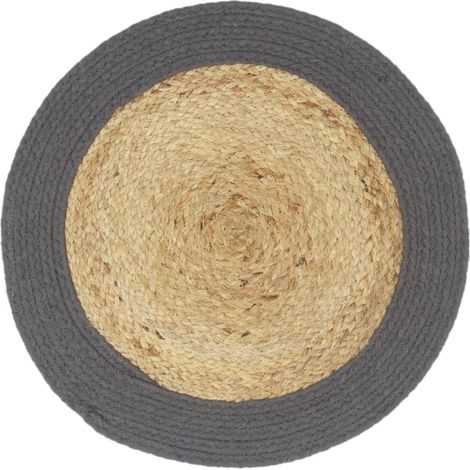Napperons 4 pcs Naturel et anthracite 38 cm Jute et coton (1/4)