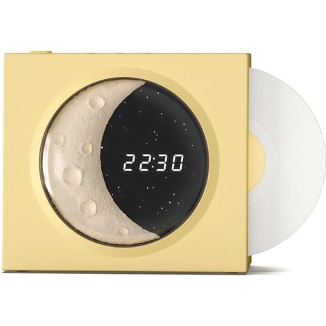 Horloge lunaire ciel étoilé, Bluetooth, haut-parleur carte TF, haut-parleur disque vinyle nostalgique, adapté à un usage domestique, voyage, jaune (1/5)