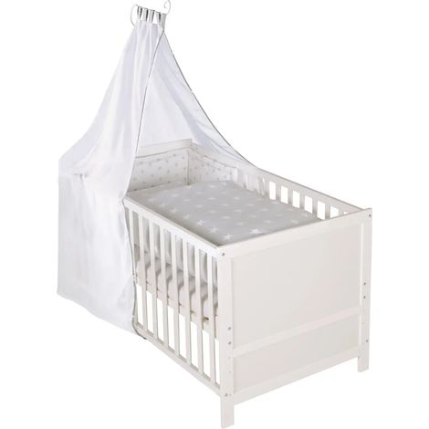 [GEBRAUCHT] B-Ware Roba Kinderbett Babybett Komplettbett Set Sterne Grau 70 X 140 Cm Matratze