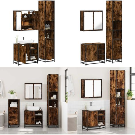 vidaXL Ensemble de meubles de salle de bain 3 pcs Chêne fumé (1/5)