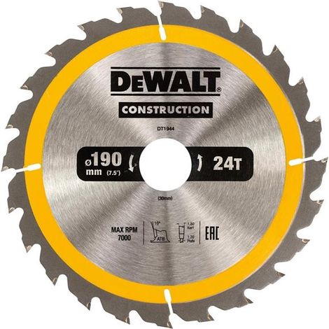 Hoja para construcción, 184 x 30 mm, 18T (AC) DeWalt DT1941-QZ