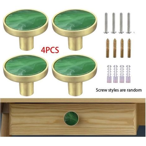 Boutons de Tiroir - Non spécifié - Vert - Métal - Lot de 4 - Dimensions 3.2x3.2x2.3cm (1/4)