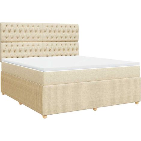 Boxspringbett mit Matratze Creme 180x200 cm Stoff vidaXL (1/5)