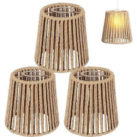 Rattan Lampshades, E27, Paper Lampshade for Floor Lamp, Table Lamp, Hanging Lamp, Mirror Lamp, Hanging Lamp, 5.5 x 5.5 Inches (1/5)