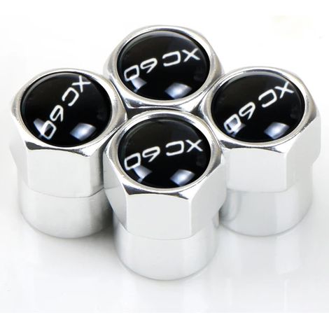 (Argent) 4 bouchons de valve en aluminium pour pneus de voiture, compatibles avec XC60, XC90, V40, V60, S60L, S80 et XC80 (accessoires auto). (1/5)