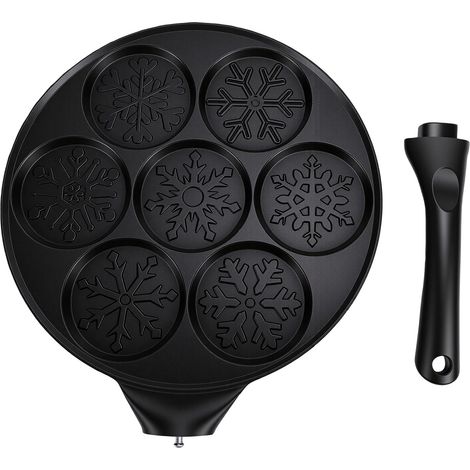 Mini poêle à crêpes, bâton à frire aux œufs de dessin animé, petit déjeuner gratuit avec 7 formes de moule en alliage d'aluminium pour la cuisine, flocon de neige (1/5)