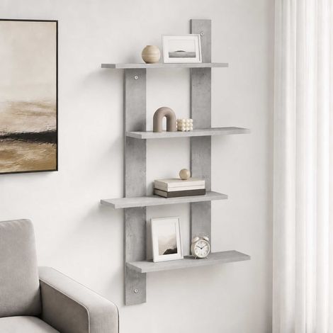vidaXL Étagère Murale Gris béton 61 x 13,5 x 105 cm Bois d'ingénierie (1/5)