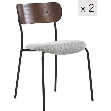Nordlys - Lot de 2 Chaises de Salle a Manger Industrielles Metal Bois (1/5)