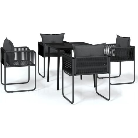 Ensemble à manger de jardin 5 pcs Mobilier de jardin Noir (1/5)