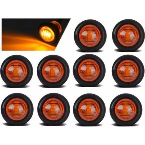 Feux De Gabarit - LED Orange 24V - Diamètre 19 mm - Pour Camion Remorque Tracteur - 10 Pièces