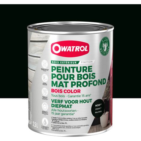 Owatrol – Peinture pour bois extérieur opaque – Finition mate – Noir profond RAL 9005 – 2.5 litres – Excellente durabilité 15 ans (1/2)