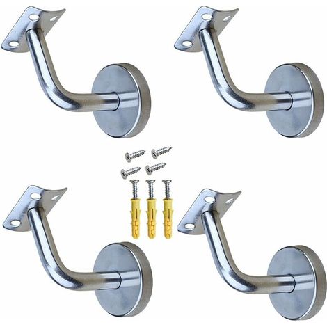 4Pcs Acier Inoxydable Supports de Main Courante, Main Courante Rampe, Rampe Escalier, Supports de Rampe, Upport Rampe Escalier, Convient aux Rampes D'escalier Intérieures et Extérieures/ (1/5)