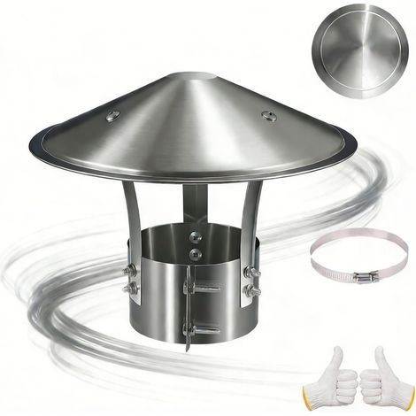 Chapeau De Cheminée Rond Inox 180mm - Acier Inoxydable 201 - Réglable Anti Pluie Et Vent - Pour Fumisterie Et Poêle (1/5)