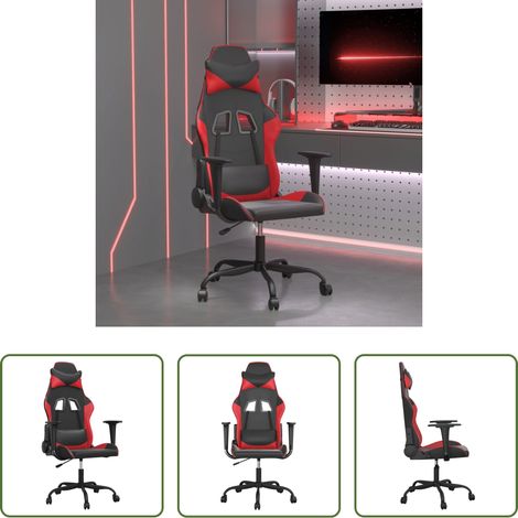 Massagestuhl - Gaming-Stuhl mit Massagefunktion Schwarz und Rot Kunstleder (1/5)