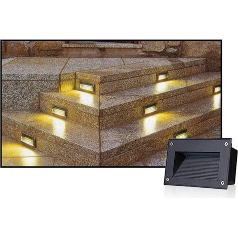 Lot de 3 appliques LED encastrables pour escalier, 3W, 85-265V, IP65, éclairage paysager blanc (1/5)