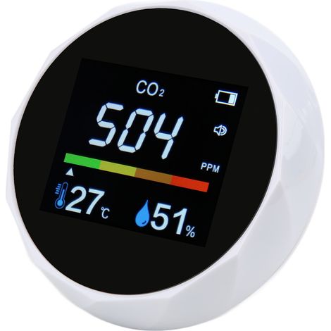 CO2-Monitor, Kohlendioxid, Temperatur und Luftfeuchtigkeit – 3-in-1-Luftqualitätsmessgerät, tragbar, ZN‐2CO6Weiß (1/5)