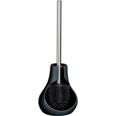 WENKO Brosse WC silicone Drop Neo, Brosse WC noire, céramique, 14x40x13,5 cm, noir (1/4)