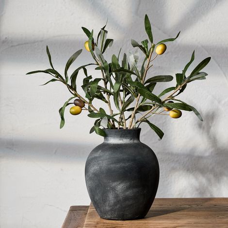 Vase à fleurs de style ferme rustique en céramique de 15,2 cm - Joli vase en terre cuite bohème pour décoration d'intérieur, salon, table, étagère, décoration de cheminée, Ferme-Noir (1/5)