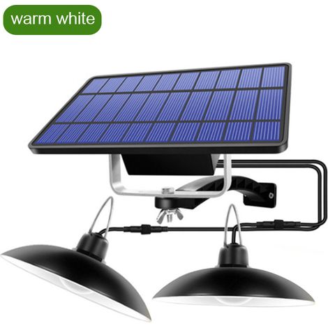 Suspensions lumineuses solaires à LED à 2 têtes pour abri de jardin, terrasse, balcon ou jardin paysager, à utiliser à l'intérieur comme à l'extérieur. (1/5)