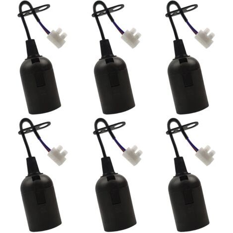 6 PCS Douille de Lampe E27 Support d'ampoule E27 rénovation Douille Noir Douille de Bâtiment avec Câble Douille de Chantier 4A 250V Base de Lumière Douille de Suspension (max.60W) (1/5)