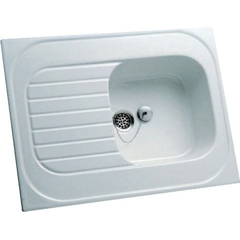 Geberit – Évier à poser réversible 1 bac – Dimensions 100x60cm – Bonde inox Ø62 avec trop plein – Trous amorcés pour robinetterie monotrou