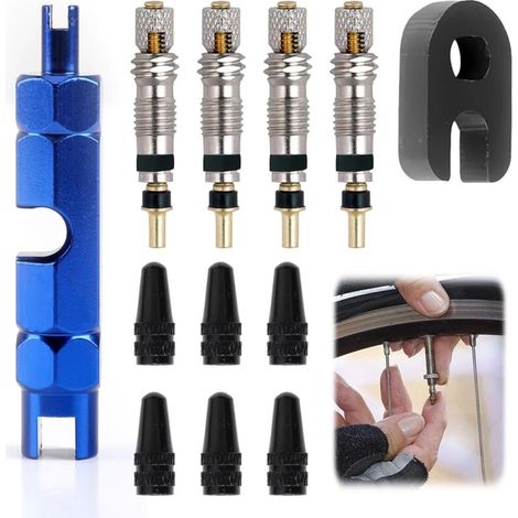 Kit de 16 Pièces pour Valves Tubeless VTT, Inclut Noyaux de Valve Presta, Outil Démonte Obus, et Adaptateurs de Pompe à Vélo - Solution Universelle pour la Réparation (16 Pcs) (1/4)