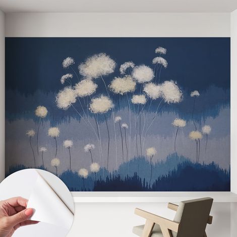 Papier peint autocollant adhésif décoratif avec motifs pour salon et chambre a motif Pissenlits blancs 152x104 cm (1/5)