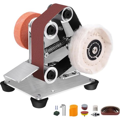 1 Ponceuse à bande, 7 vitesses, moteur 775, plateau réglable, kit abrasif, métal bois