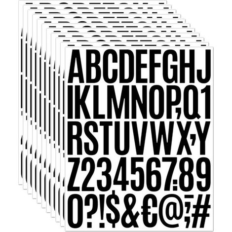 Autocollants lettres et chiffres en vinyle - 10 feuilles - Autocollants alphabet 2 pouces - Étanches - Pour boîtes aux lettres, fenêtres, portes, voitures, bateaux, numéros de maison - Noir (1/5)