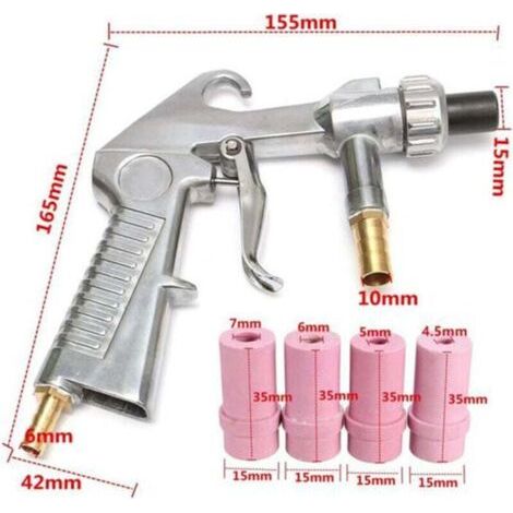 NALOOKAMIC Pistolet de sablage Pneumatique Sableuse Décapage + 4x Céramique Buse 4/5/6/7mm