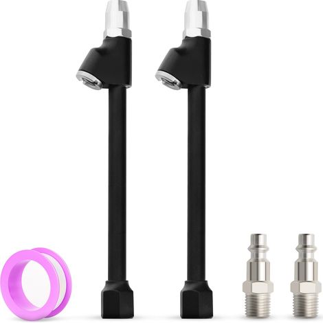 2PCS 1/4" FBSP Mandrin à air comprimé à deux têtes, mandrin à air comprimé en laiton avec connexion à deux voies, mandrin à pneu avec prise rapide pour camions, pneus de voitures (noir) (1/5)