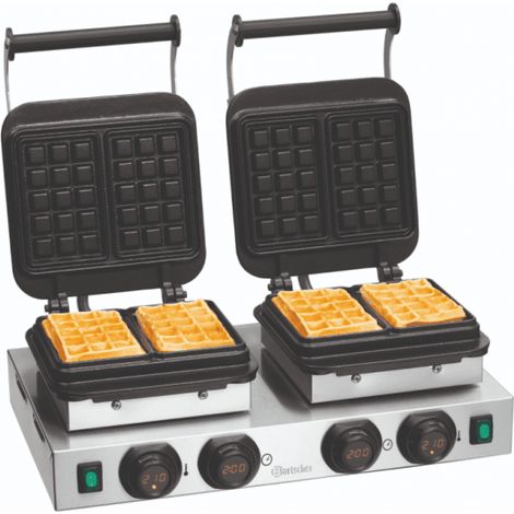 Gaufrier double MDI Bartscher 2BW160-101 – 2 x Bruxelles, Fonte émaillée, 4400 W, 220 V - MONO