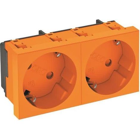 OBO Bettermann Presa di corrente 33°, 2 volte con contatto di protezione 250V, 10/16A Policarbonato arancio puro RAL 2004, 6120105